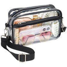 Bolso transparente PACKISM para eventos de estadio - pequeño (correa clásica de tela), negro