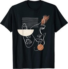 Camiseta minimalista de una línea con gráficos de cara artística para un estilo único