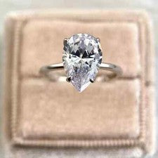 Anillo de plata 925 con diamantes blancos pera VS1 natural certificado RARO 3,45 quilates para mujer