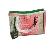 Bolso para mujer N9 con asa superior de cuero sintético estampado de cocodrilo multicolor brillante