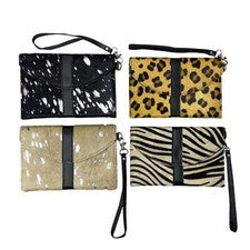 Bolso Muñequera Piel Pelo - Bolso sin asas de cuero estampado para mujer, estilo rústico