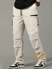 Pantalones Carga Hombre Calle Alta Moda Coreana Pantalones Informales Multi Bolsillos Exterior Alta
