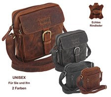 + Bolso de hombro minibag para hombre y mujer Crossbag ¡CUERO DE VACUNO AUTÉNTICO!