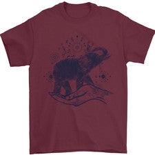 Camiseta estilo sacro elefante meditación tatuaje arte hombre 100 % algodón