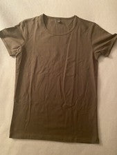 YI Moda Para Hombres Informal Mezcla de Poliéster Nueva Sin Etiquetas Camiseta Pequeña Marrón Claro Cuello Redondo