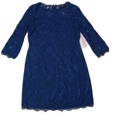 Nuevo con etiquetas Mini Vestido Vici Para Mujer Talla Grande Azul Encaje Vaina