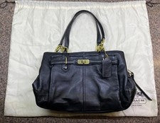 Bolso de mano Coach de cuero/asa superior negro con herrajes de latón para mujer