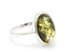 Anillo de plata esterlina 925 verde ámbar báltico natural regalo joyas