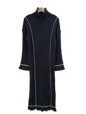 Y.A.S Strickkleid Damen Pulloverkleid Schwarz Weiß Gr. 40 Casual