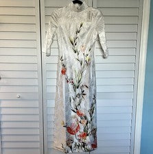 Nuevo con etiquetas Vestido para mujer estilo kimino Ezpopsy, talla pequeña largo blanco con estampado floral