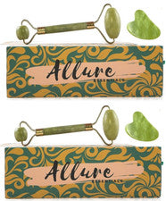 2x Juegos de cajas de regalo de piedra Gua Sha de rodillos de jade - Herramientas para el cuidado de la piel Allure Esse