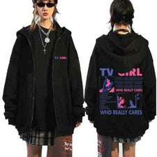 TV Girl Who Really Cares Sudadera con Capucha Estampado Gráfico Cremallera Hombres Mujeres Moda Informal