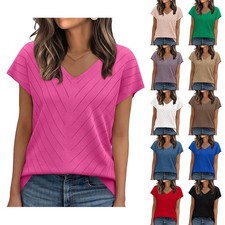 Top mangas de punto con cuello en V para mujer para primavera verano otoño invierno