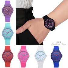 REGOLABILE OROLOGIO QUADRANTE ROTONDO CON CINTURINO COLORI FUCSIA ROSSO yw