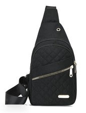 Riñonera para mujer con diseño acolchado negro con cremallera diseño de múltiples bolsillos nueva en paquete