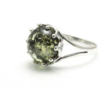 Anillo de plata esterlina 925 verde ámbar báltico natural regalo joyas