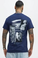 Moda Nova Para Hombres Euphoric Memories Camisa Azul Marino Nueva S-3XL