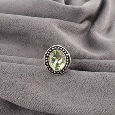 Anillo de promesa de alianza de boda Art Deco hermana amatista verde natural ovalado de plata 925