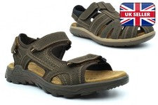 Sandalias de cuero para hombre Roamers sandalias de cierre táctil sandalias marrones