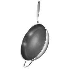 Utensilio de cocina estructura de panal utensilios de cocina de acero inoxidable wok de doble mango