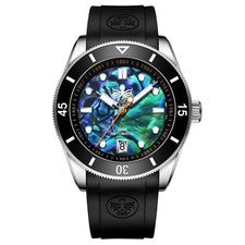 Phoibos WAVE MASTER 300M Acciaio Automatico Nero Silicone Diver Orologio Uomo