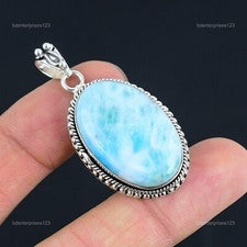 Colgante de plata de ley 925 chakra garganta larimar piedras preciosas cumpleaños aniversario