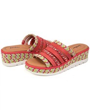 Sandalias de cuña Jambu para mujer de cuero tejido con tachuelas plataforma coral múltiple