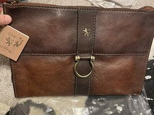 Bolso de mano Pratesi Firenze de cuero italiano para mujer sin asas muñequera nuevo con etiquetas