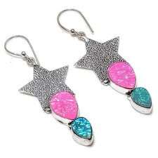 Titanio Druzy piedras preciosas hecho a mano 925 plata esterlina joyería pend...