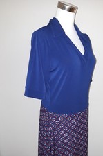 Vestido para mujer Leota manga codo riley cuello dividido acampanado azul rojo L