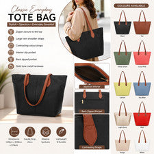 Bolso de hombro grande para mujer Shopper Tote con dos correas en contraste