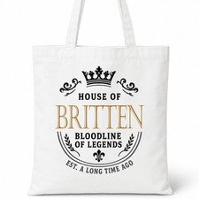 Bolso de Mano BRITTEN Family Surname House Of White de Algodón