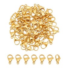 60 pièce Fermoir Bracelet 15mm Fermoir Collier Acier Inoxydable Plaqué Or 24 ...