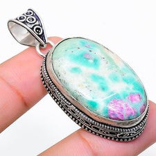 Colgante de joyería de plata esterlina 925 hecho a mano con piedras...