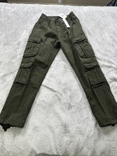 D.G. Pantalones de chándal Wangzi Cargo para hombre 30 bolsillos utilitarios técnicos verde oliva