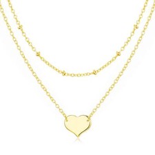 Collar Corazón Doble Capa Chapado en Oro 18k