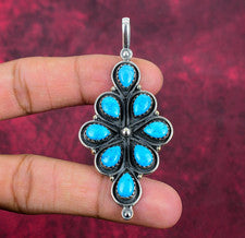 Joyería colgante de plata de ley 925 hecha a mano con piedras preciosas turquesa azul para ella