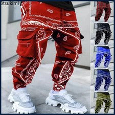 Nuevos Pantalones Carga Para Hombre Tendencia Estampados Sueltos Hip Hop Moda Ropa de Calle Bolsillo Grande