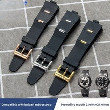 Correa de reloj de silicona de goma de calidad 8x22 8x24 mm para Bvlgari DP42C14SVDGMT