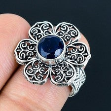 Anillo de joyería de plata esterlina 925 hecho a mano con piedras preciosas...