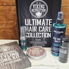 Kit de cuidado de barba Viking Revolution Ultimate spray para el cabello aceite peine en polvo arcilla NUEVO