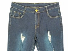 Pantalones de mezclilla para hombre de moda talla L-32" cintura x 31" largos azules desgastados