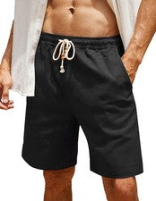Pantalones cortos informales con cordón cintura elástica de moda para hombre