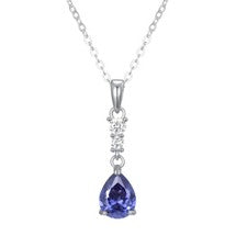 Collar colgante de tanzanita con corte de zafiro y pera de plata esterlina 925 maciza para dama