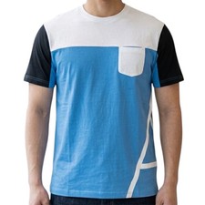 $50 ARMANI EXCHANGE Azul Marino Azul Manga Corta Calce Ajustado Diseñador Camiseta Nueva con Etiquetas