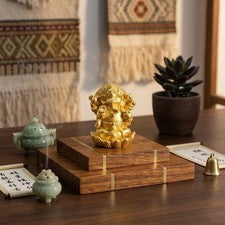 Adorno de resina elefante dios loto dorado 10 piezas 3,2 x 3,8 cm para decoración de oficina en casa