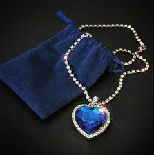 Collar colgante de cristal Titanic azul corazón del océano joyas de diamantes de imitación -