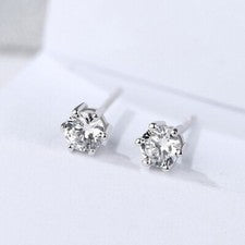 925 Silber Ohrstecker mit Zirkonia 4–7 mm, Damen Herren Ohrringe, 6 Krappen