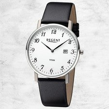 Regent Reloj De Cuero Para Hombre Con Correa De Cuero Quarz Negro URF1451