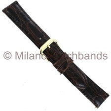 Correa de reloj acolchada cosida marrón grano cocodrilo cuero genuino Kreisler de 18 mm para hombre